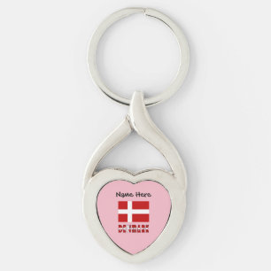 Porte-clés Danemark et drapeau danois avec votre nom