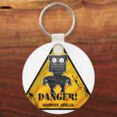 Porte-clés Danger ! Les robots à l'avant (Recto)