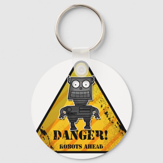 Porte-clés Danger ! Robots Devant (Recto)