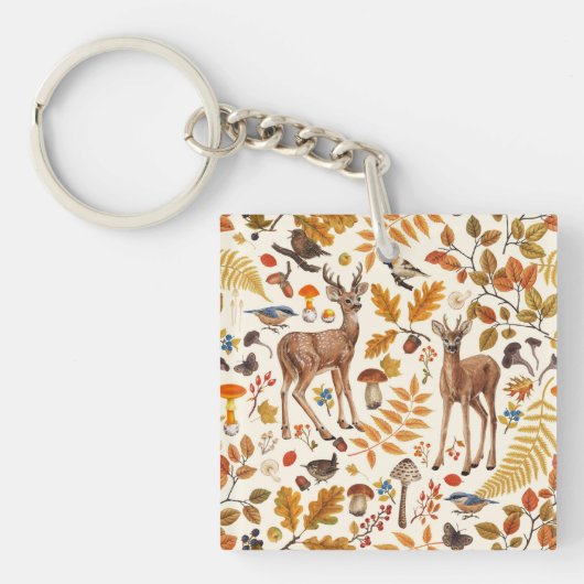 Porte-clés Dans les bois / Cerf d'automne sur le blanc (Devant)