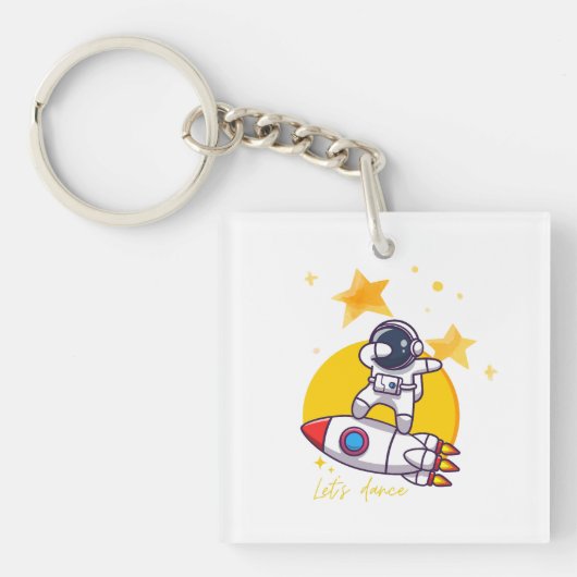 Porte-clés danse astronaute sur fusée (Devant)