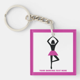 Porte-clés Danse ballerine noir, couleur rose chaud