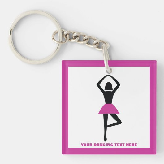 Porte-clés Danse ballerine noir, couleur rose chaud (Devant)