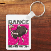 Porte-clés Danse étrange d'autruche comme si personne ne rega (Verso)
