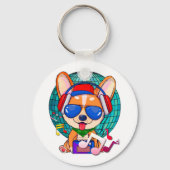 Porte-clés Danser Corgi Kawaii Cute (Recto)