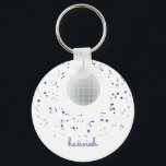 Porte-clés Danseur de boule Disco<br><div class="desc">Dégustez le danseur dans votre vie avec ce porte - clé à thème bleu et violet de boules disco. Le texte est personnalisable. Parfait pour les adultes et les enfants. Une partie d'une collection de Parcel Studios.</div>