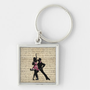 Porte-clés Danseurs de salle de bal sur papier vintage