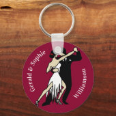 Porte-clés Danseurs de Tango de style rétro sur la Bourgogne  (Recto)