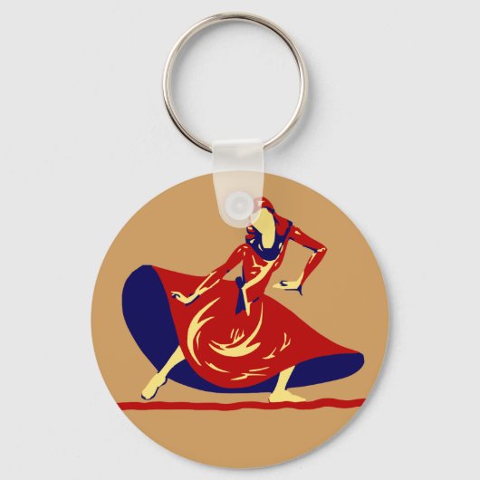 Porte-clés danseuse avec robe rouge longue Cadeau (Recto)