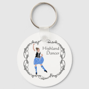 Porte-clés Danseuse des Highlands écossais Nœud celtique Bleu