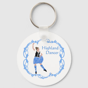 Porte-clés Danseuse des Highlands écossais Nœud celtique Bleu