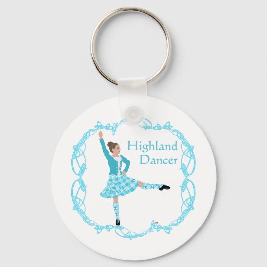 Porte-clés Danseuse des Highlands écossais Nœud celtique Turq (Recto)