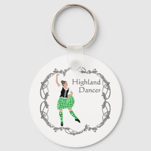 Porte-clés Danseuse des Highlands écossais Nœud celtique Vert