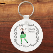 Porte-clés Danseuse des Highlands écossais Nœud celtique Vert (Recto)