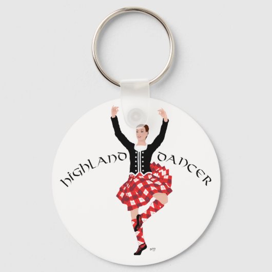 Porte-clés Danseuse écossaise des Highlands Rouge et Noir (Recto)
