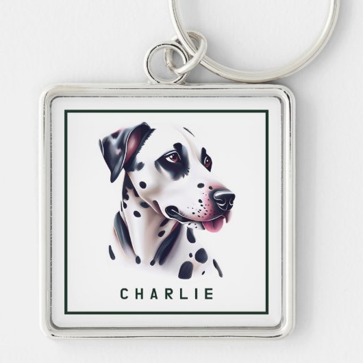 Porte-clés Dapper Dalmation Pup Personnalisé (Devant)