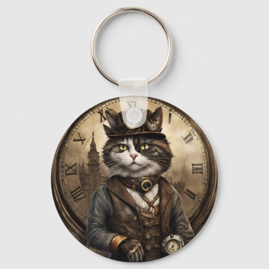 Porte-clés Dapper Steampunk Calico Cat (Recto)