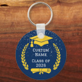 Porte-clés Dark Blue & Gold Class of 2026 Graduation Keychain (Recto)