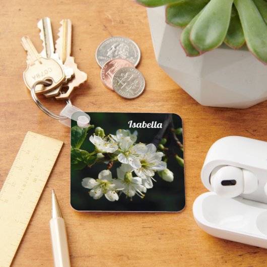 Porte-clés Dark Botanical White Plum Blossom Acrylic Keychain (Bureau)