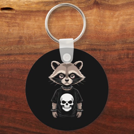 Porte-clés Dark Emo Raccoon With Skull Punk Style Alternative (Recto)