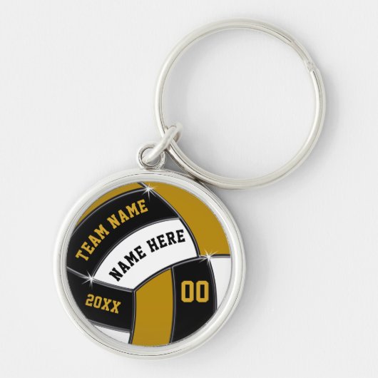 Porte-clés Dark Gold and Black Custom Volleyball Keychains (Devant)