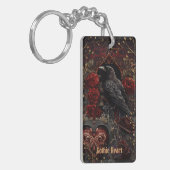 Porte-clés Dark Gothic Beauty Red Roses Black Crow Raven Bird (Devant gauche)