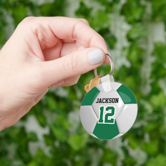 Porte-clés Dark Green  and White Team Soccer  ⚽ Ball (main)