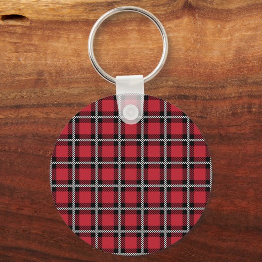 Porte-clés Dark Red and Black Tartan Plaid Pattern (Verso)
