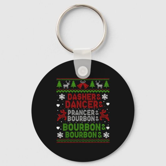 Porte-clés Dasher Dancer Prancer Bourbon Ugly Christmas Santa (Recto)