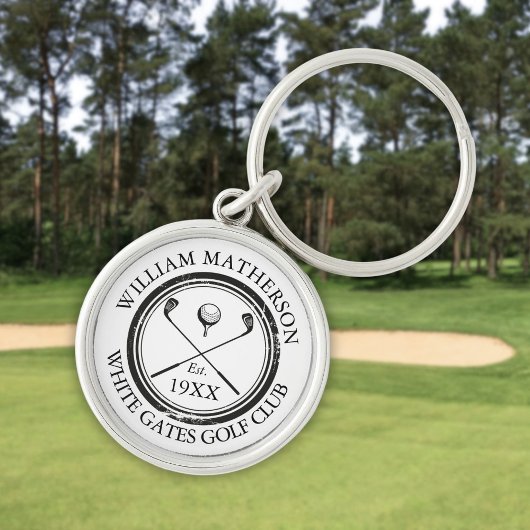 Porte-clés Date de création du nom de golf personnalisé