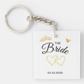 Porte-clés Date de mariage de la mariée, design élégant (Devant)