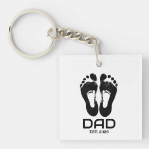 Porte-clés Date de naissance Empreintes de bébé Nouveau Papa 