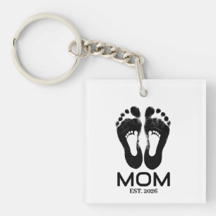 Porte-clés Date de naissance Empreintes de bébé pour nouvelle