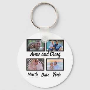 Porte-clés Date personnalisée Anniversaire du Mariage 4 Photo