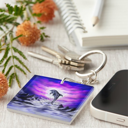 Porte-clés Dauphin clair de lune (Devant Droit)