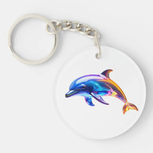 Porte-clés Dauphin en Verre Lumineux Art