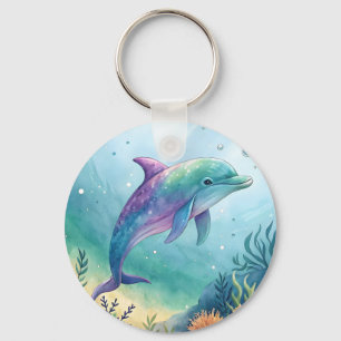Porte-clés Dauphin peint à l'aquarelle