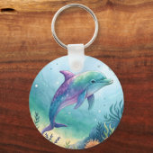 Porte-clés Dauphin peint à l'aquarelle (Recto)