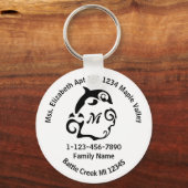 Porte-clés Dauphin Perdu natation Famille Adresse (Recto)