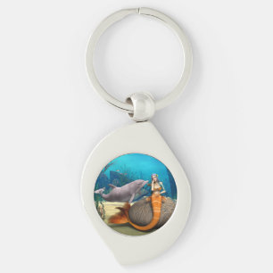 Porte-clés Dauphine sirène rêveuse Art fantastique sous-marin
