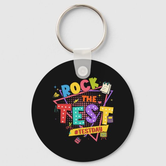 Porte-clés Day Rock The Test Motivational Students Enseignant (Recto)