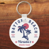 Porte-clés Daytona Beach Floride Palmiers Souvenirs 60s (Recto)