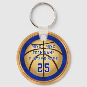 Porte-clés de basket-ball bleu et or avec VOTRE TE