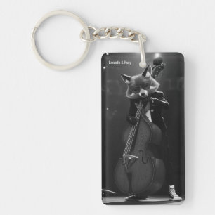 Porte-clés de bassiste de renard sur scène