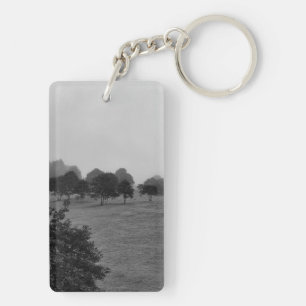 Porte-clés De beaux arbres et la nature dans le brouillard