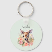 Porte-clés De Beaux Cerfs Entourés De Roses (Verso)