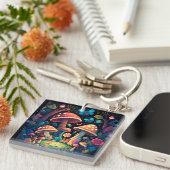 Porte-clés De beaux elfes mignons jouent sous les champignons (Devant Droit)