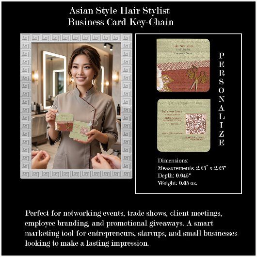 Porte-clés de carte de visite de coiffeur de style