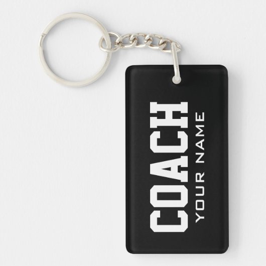 Porte-clés de coach sportif rectangle avec nom per (Devant)