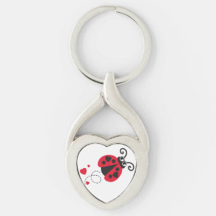 Porte-clés de coccinelle de coeur d'amour
